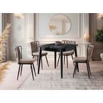 Casa si Gradina - Mobilier - Mese si birouri - Mese bucatarie si dining - Masa extensibila, Hanah Home, PAL melaminat, marmura neagra, 80x80x75 cm, extensibila la 160 cm - Infinity.ro