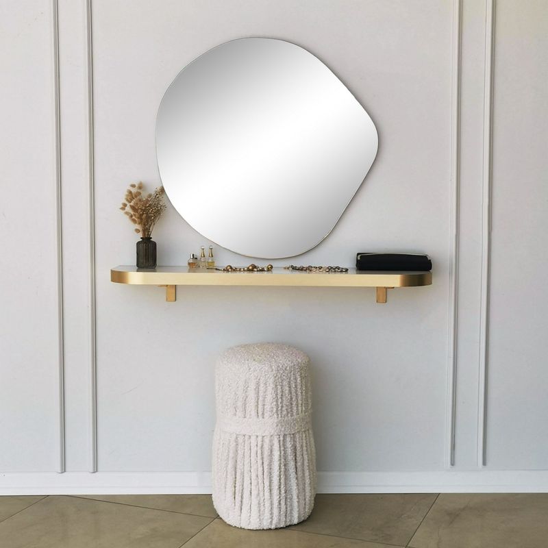 Casa si Gradina - Decoratiuni - Oglinzi - Oglinda, Hanah Home, panou din particule acoperit cu melamina, auriu, 70x67 cm - Infinity.ro