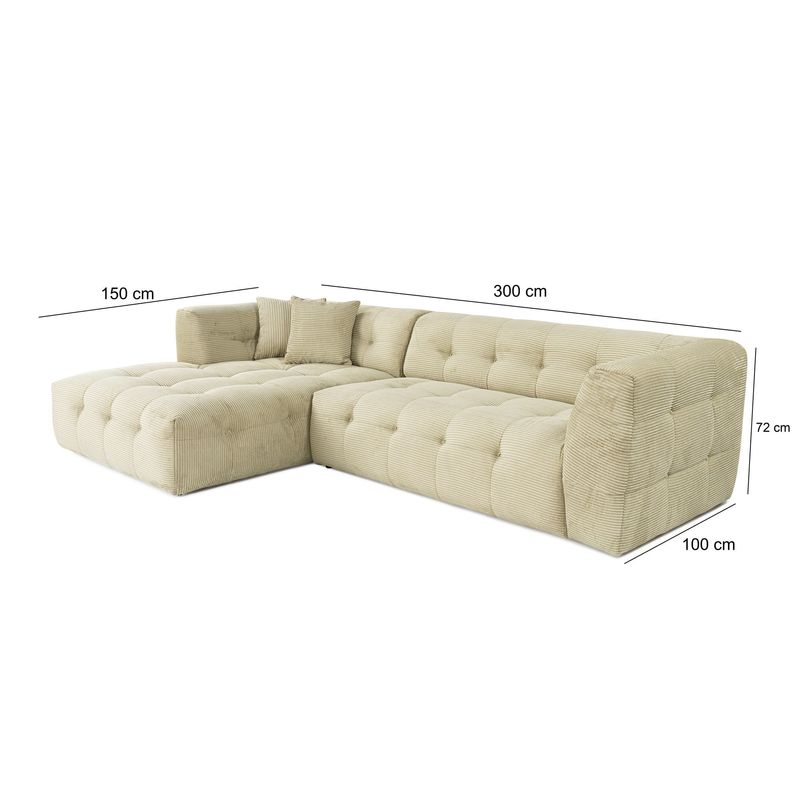 Casa si Gradina - Mobilier - Canapele si coltare - Coltare - Coltar, Hanah Home, lemn fag si pal, verde, 300x150x100 cm - Infinity.ro