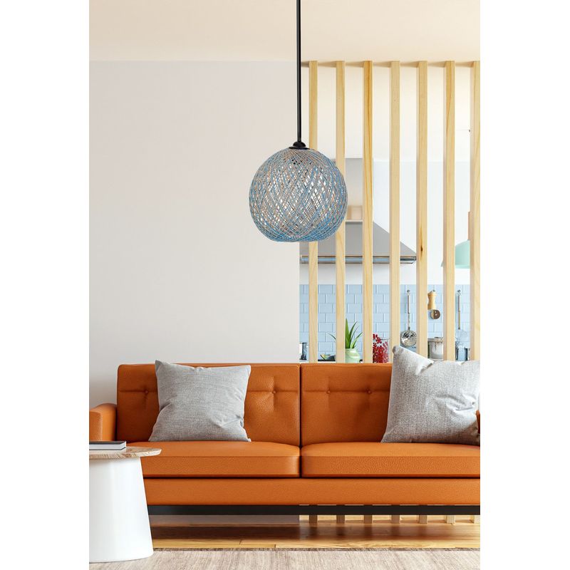 Casa si Gradina - Corpuri si surse de iluminat - Lustre si pendule - Candelabru, Opviq, iuta, albastru si maro, 24x22x55 cm, handmade - Infinity.ro