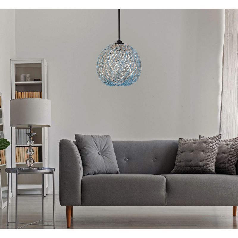 Casa si Gradina - Corpuri si surse de iluminat - Lustre si pendule - Candelabru, Opviq, iuta, albastru si maro, 24x22x55 cm, handmade - Infinity.ro