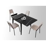 Casa si Gradina - Mobilier - Mese si birouri - Mese bucatarie si dining - Masa extensibila, Hanah Home, PAL melaminat, marmura neagra, 80x80x75 cm, extensibila la 160 cm - Infinity.ro