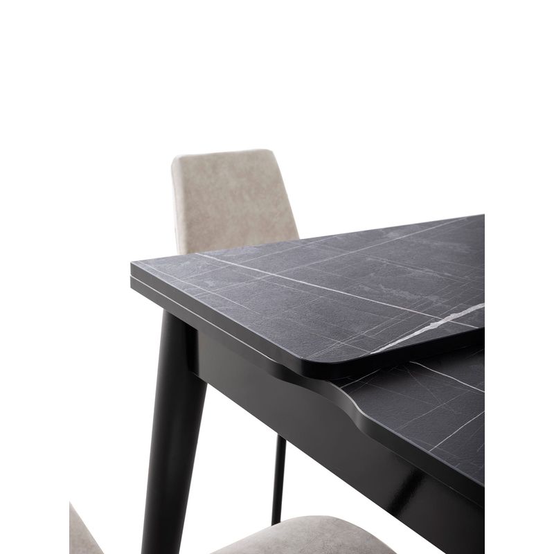 Casa si Gradina - Mobilier - Mese si birouri - Mese bucatarie si dining - Masa extensibila, Hanah Home, PAL melaminat, marmura neagra, 80x80x75 cm, extensibila la 160 cm - Infinity.ro