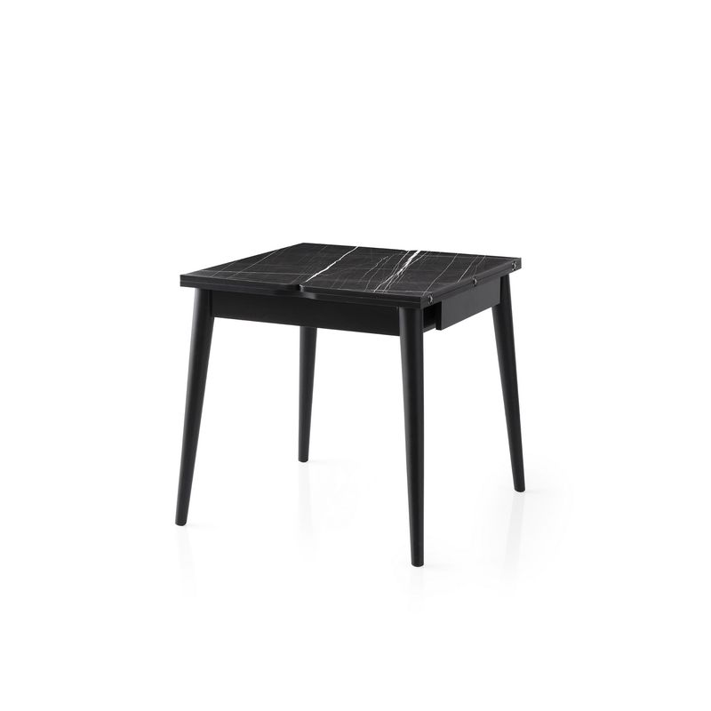 Casa si Gradina - Mobilier - Mese si birouri - Mese bucatarie si dining - Masa extensibila, Hanah Home, PAL melaminat, marmura neagra, 80x80x75 cm, extensibila la 160 cm - Infinity.ro
