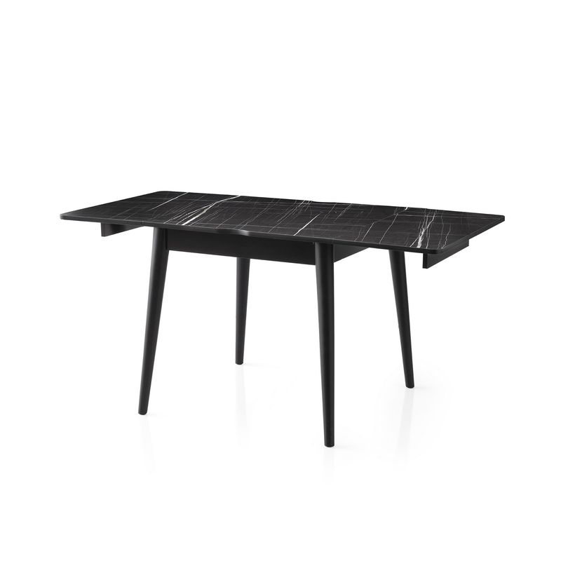 Casa si Gradina - Mobilier - Mese si birouri - Mese bucatarie si dining - Masa extensibila, Hanah Home, PAL melaminat, marmura neagra, 80x80x75 cm, extensibila la 160 cm - Infinity.ro