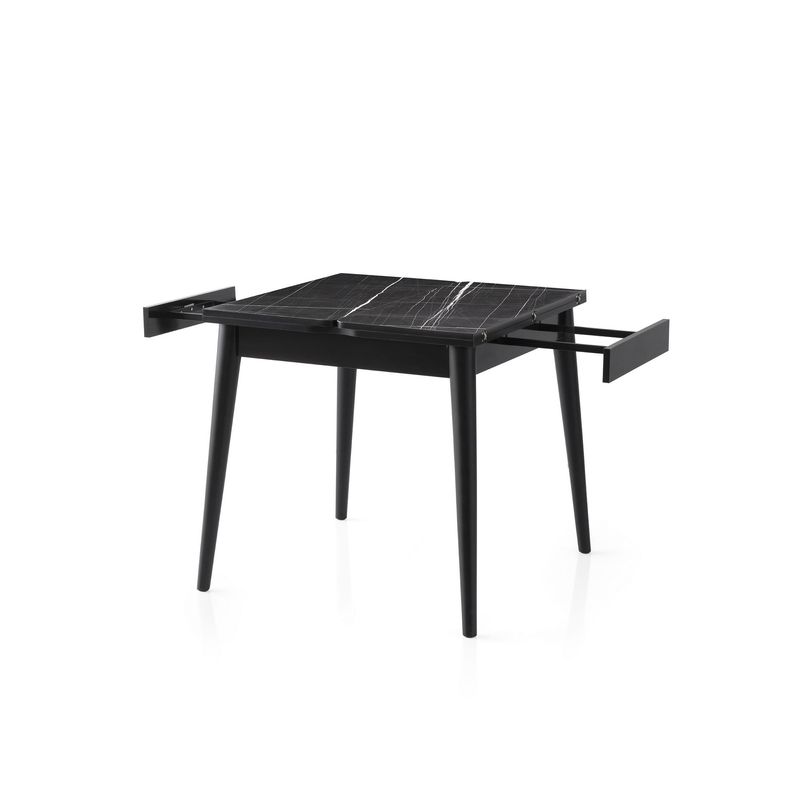 Casa si Gradina - Mobilier - Mese si birouri - Mese bucatarie si dining - Masa extensibila, Hanah Home, PAL melaminat, marmura neagra, 80x80x75 cm, extensibila la 160 cm - Infinity.ro