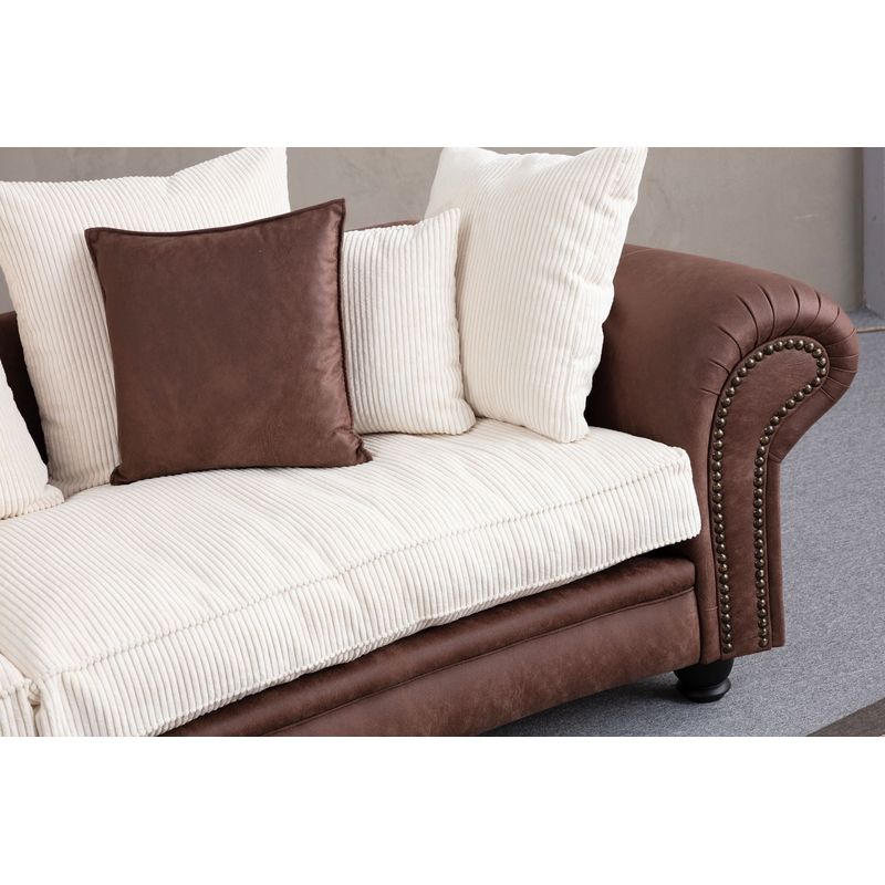 Casa si Gradina - Mobilier - Canapele si coltare - Canapele - Canapea 3 locuri, Atelier Del Sofa, lemn fag si pal, maro alb, 300x115x80 cm - Infinity.ro