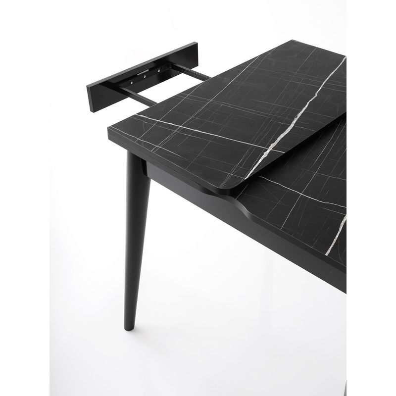 Casa si Gradina - Mobilier - Mese si birouri - Mese bucatarie si dining - Masa extensibila, Hanah Home, PAL melaminat, marmura neagra, 80x80x75 cm, extensibila la 160 cm - Infinity.ro
