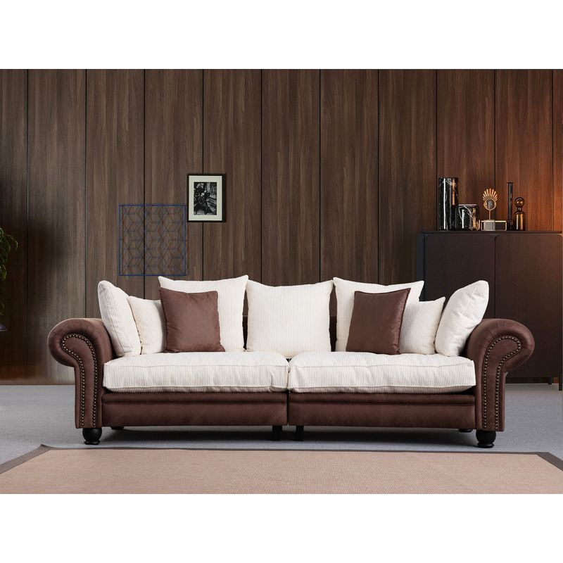 Casa si Gradina - Mobilier - Canapele si coltare - Canapele - Canapea 3 locuri, Atelier Del Sofa, lemn fag si pal, maro alb, 300x115x80 cm - Infinity.ro