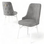 Casa si Gradina - Mobilier - Scaune si fotolii - Scaune - Set scaune, Hanah Home, metal, babyface, gri alb, 46x46x94 cm, 6 bucati - Infinity.ro