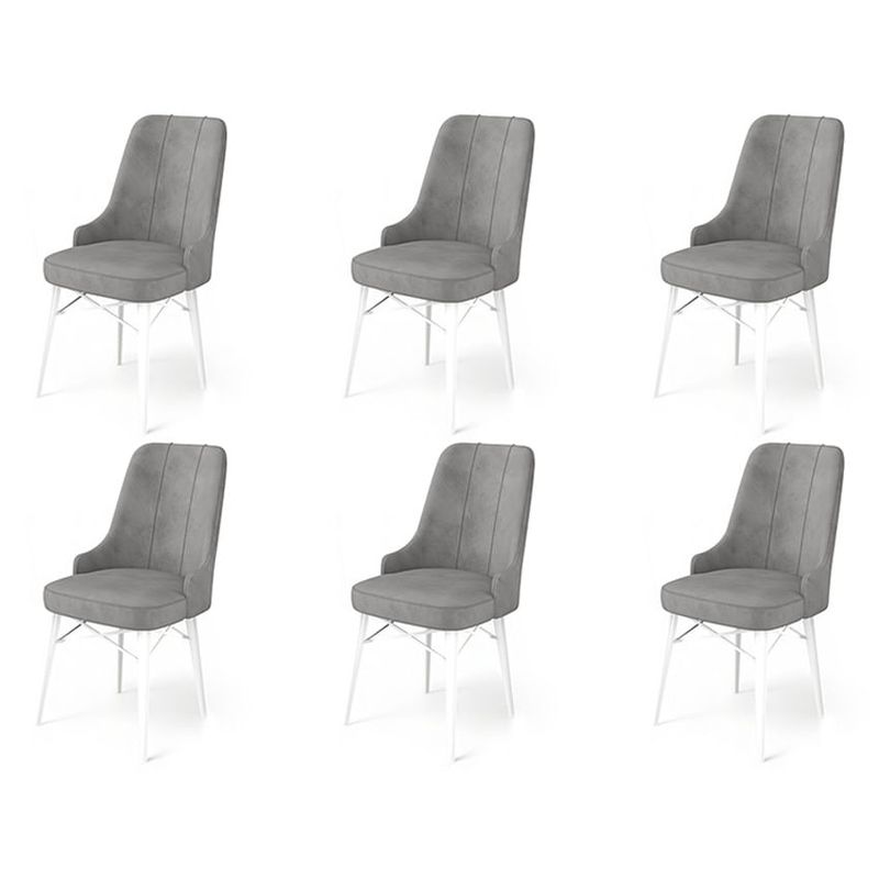 Casa si Gradina - Mobilier - Scaune si fotolii - Scaune - Set scaune, Hanah Home, metal, babyface, gri alb, 46x46x94 cm, 6 bucati - Infinity.ro