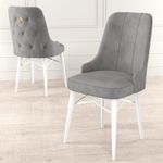 Casa si Gradina - Mobilier - Scaune si fotolii - Scaune - Set scaune, Hanah Home, metal, babyface, gri alb, 46x46x94 cm, 6 bucati - Infinity.ro