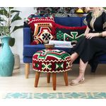 Casa si Gradina - Mobilier - Scaune si fotolii - Tabureti - Taburet, Atelier Del Sofa, bumbac si poliester, multicolor, picioare din lemn, 42x46 cm, 209FLF1313 - Infinity.ro