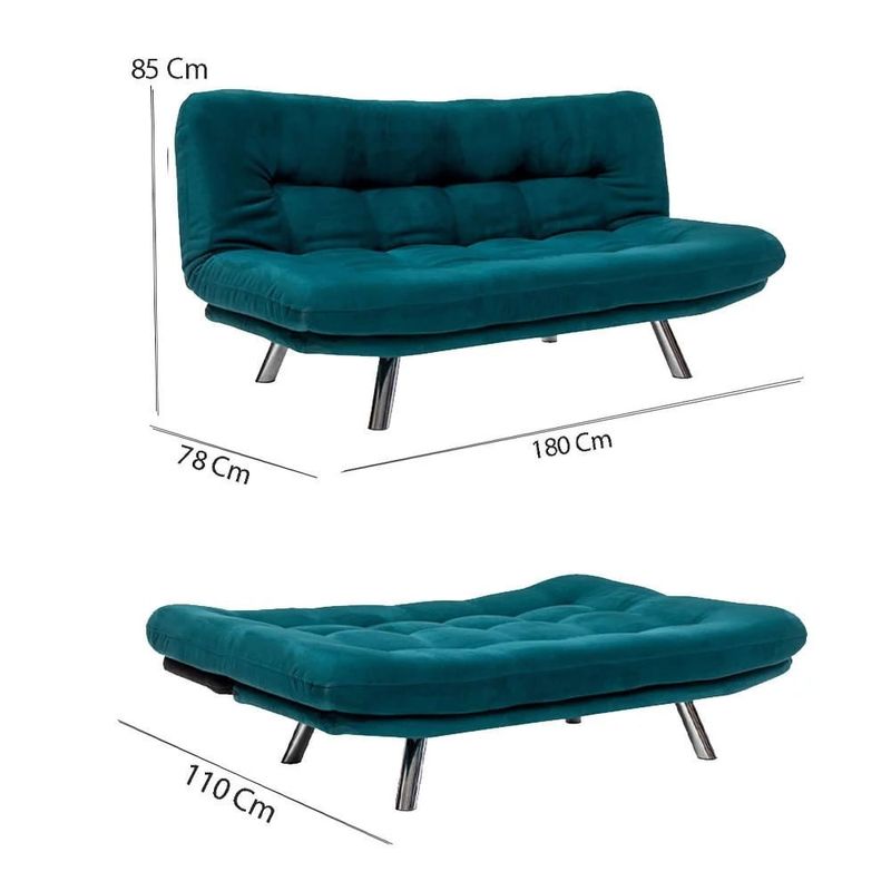 Casa si Gradina - Mobilier - Canapele si coltare - Canapele - Canapea extensibila, Hanah Home, material textil, verde petrol, 175x100 cm - Infinity.ro