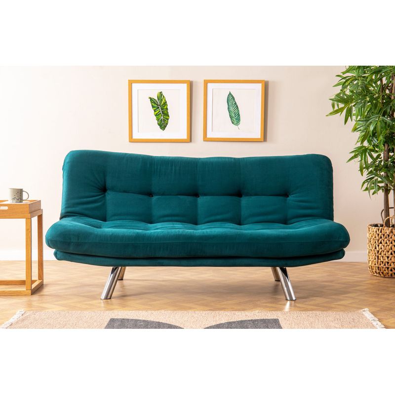 Casa si Gradina - Mobilier - Canapele si coltare - Canapele - Canapea extensibila, Hanah Home, material textil, verde petrol, 175x100 cm - Infinity.ro