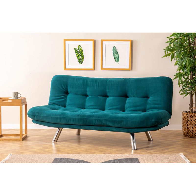 Casa si Gradina - Mobilier - Canapele si coltare - Canapele - Canapea extensibila, Hanah Home, material textil, verde petrol, 175x100 cm - Infinity.ro