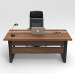 Casa si Gradina - Mobilier - Mese si birouri - Birouri - Birou de studiu, Hanah Home, panou de particule melaminat, nuc, 180x90x73 cm - Infinity.ro