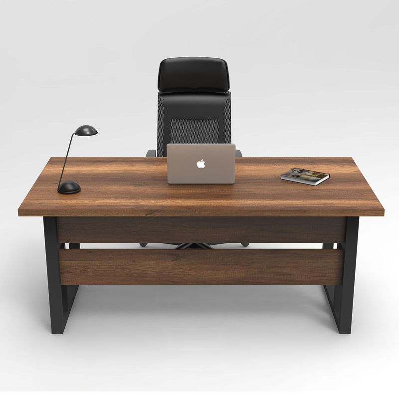 Casa si Gradina - Mobilier - Mese si birouri - Birouri - Birou de studiu, Hanah Home, panou de particule melaminat, nuc, 180x90x73 cm - Infinity.ro