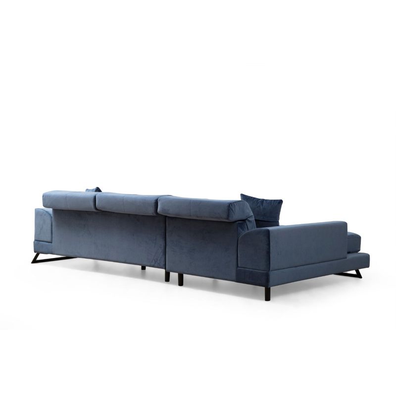 Casa si Gradina - Mobilier - Canapele si coltare - Coltare - Coltar, Hanah Home, lemn fag si pal, albastru marin, 190x304x100 cm - Infinity.ro