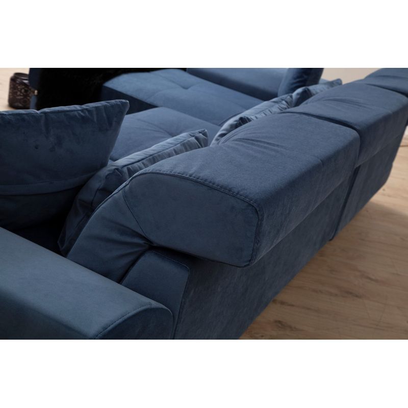 Casa si Gradina - Mobilier - Canapele si coltare - Coltare - Coltar, Hanah Home, lemn fag si pal, albastru marin, 190x304x100 cm - Infinity.ro