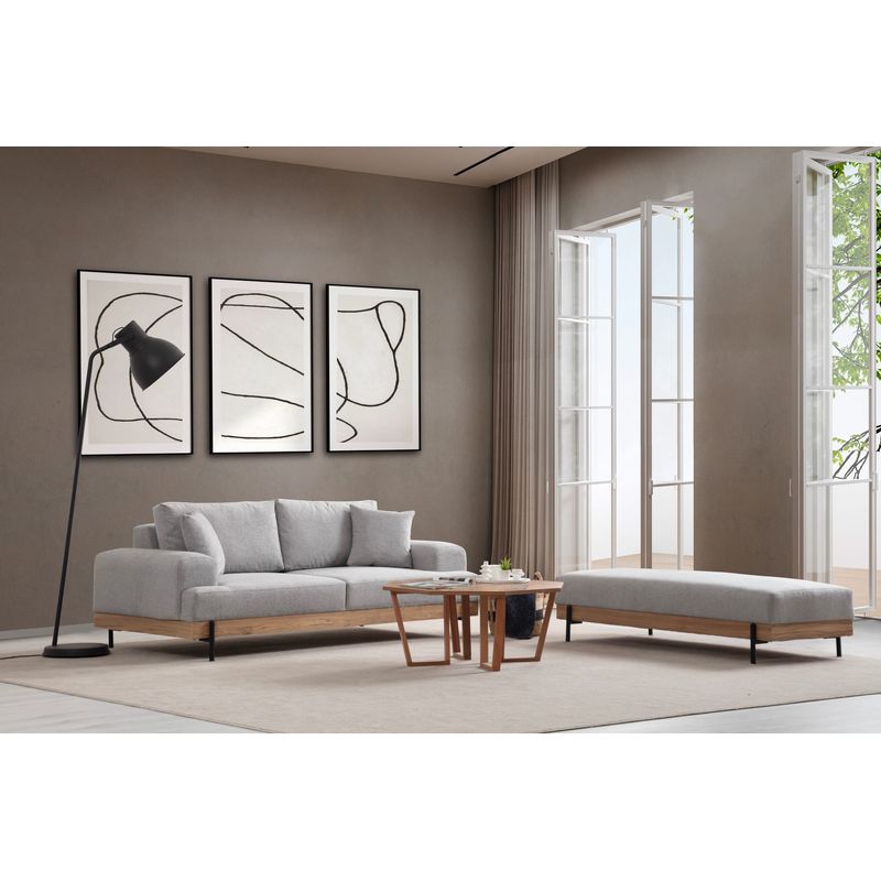 Casa si Gradina - Mobilier - Scaune si fotolii - Tabureti - Taburet, Atelier Del Sofa, lemn de fag si pal, gri, 158x68x38 cm, 560ARE2135 - Infinity.ro