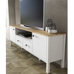 Casa si Gradina - Mobilier - Comode si corpuri - Comode - Comoda tv, Hanah Home, pal melaminat, lemn si alb, 180x35x58 cm - Infinity.ro