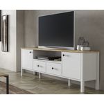 Casa si Gradina - Mobilier - Comode si corpuri - Comode - Comoda tv, Hanah Home, pal melaminat, lemn si alb, 180x35x58 cm - Infinity.ro