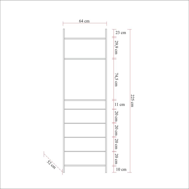 Casa si Gradina - Mobilier - Dulapuri si sifoniere - Sifoniere - Sifonier, Hanah Home, pal melaminat, pin atlantic, 64x225x52 cm - Infinity.ro