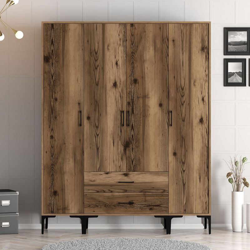 Casa si Gradina - Mobilier - Dulapuri si sifoniere - Sifoniere - Sifonier, Hanah Home, pal melaminat, nuc, 160x201,4x47,5 cm - Infinity.ro