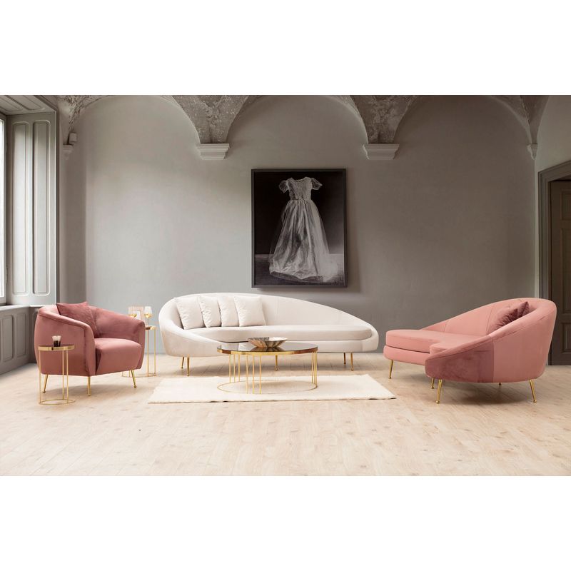 Casa si Gradina - Mobilier - Canapele si coltare - Canapele - Canapea 3 locuri, Hanah Home, lemn fag si pal, bej, 255x120x85 cm, 560ARE1348 - Infinity.ro
