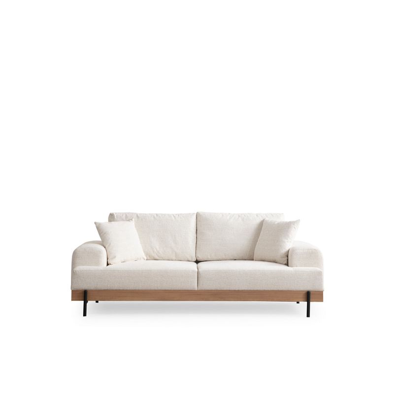 Casa si Gradina - Mobilier - Canapele si coltare - Canapele - Canapea 3 locuri, Hanah Home, lemn fag si pal, alb, 220x98x78 cm, 560ARE2120 - Infinity.ro