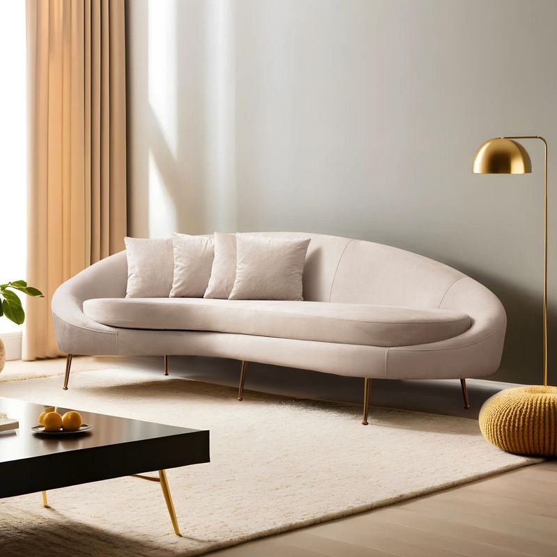 Casa si Gradina - Mobilier - Canapele si coltare - Canapele - Canapea 3 locuri, Hanah Home, lemn fag si pal, bej, 255x120x85 cm, 560ARE1348 - Infinity.ro