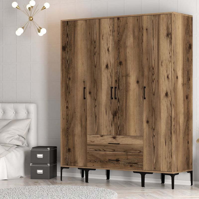 Casa si Gradina - Mobilier - Dulapuri si sifoniere - Sifoniere - Sifonier, Hanah Home, pal melaminat, nuc, 160x201,4x47,5 cm - Infinity.ro