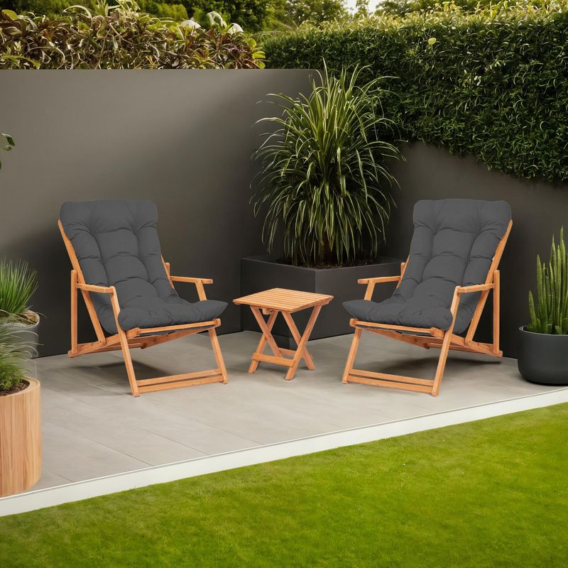 Casa si Gradina - Gradina si terasa - Mobilier exterior - Seturi mobila gradina - Set mobilier gradina, Hanah Home, lemn fag, gri natural, 3 piese - Infinity.ro