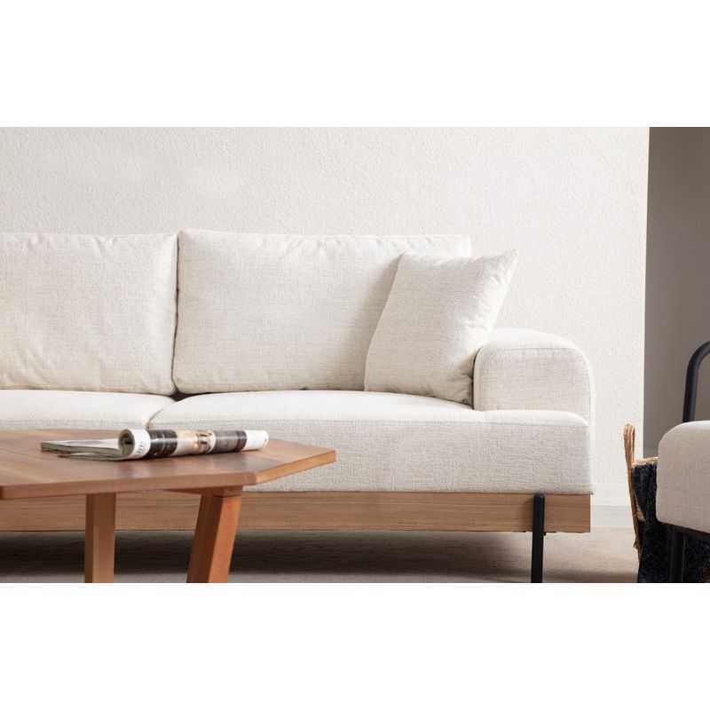 Casa si Gradina - Mobilier - Canapele si coltare - Canapele - Canapea 3 locuri, Hanah Home, lemn fag si pal, alb, 220x98x78 cm, 560ARE2120 - Infinity.ro