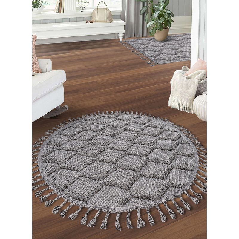Casa si Gradina - Textile si covoare - Covoare - Covoare casa - Covor rotund, Conceptum Hypnose, gri, 120 cm, 100% polipropilen, 614CCL1736 - Infinity.ro