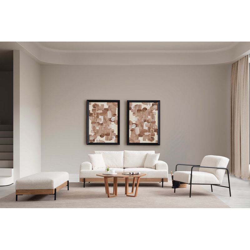 Casa si Gradina - Mobilier - Canapele si coltare - Canapele - Canapea 3 locuri, Hanah Home, lemn fag si pal, alb, 220x98x78 cm, 560ARE2120 - Infinity.ro