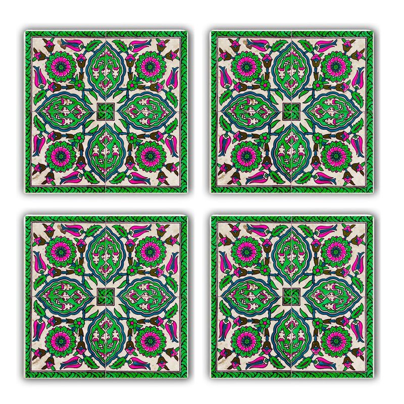 Casa si Gradina - Bucatarie si vesela - Accesorii bar - Suporturi bauturi - Suporturi de pahare, Mozaic decorativ, Hermia, piatra naturala, multicolor, 10x10x1 cm, set 4 bucati, 366TYR1104 - Infinity.ro