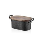 Casa si Gradina - Bucatarie si vesela - Organizare si depozitare bucatarie - Cutii alimentare - Cutie de paine, Hermia, otel galvanizat, negru, 22x40x18 cm - Infinity.ro