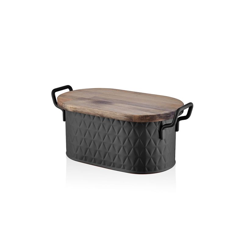 Casa si Gradina - Bucatarie si vesela - Organizare si depozitare bucatarie - Cutii alimentare - Cutie de paine, Hermia, otel galvanizat, negru, 22x40x18 cm - Infinity.ro