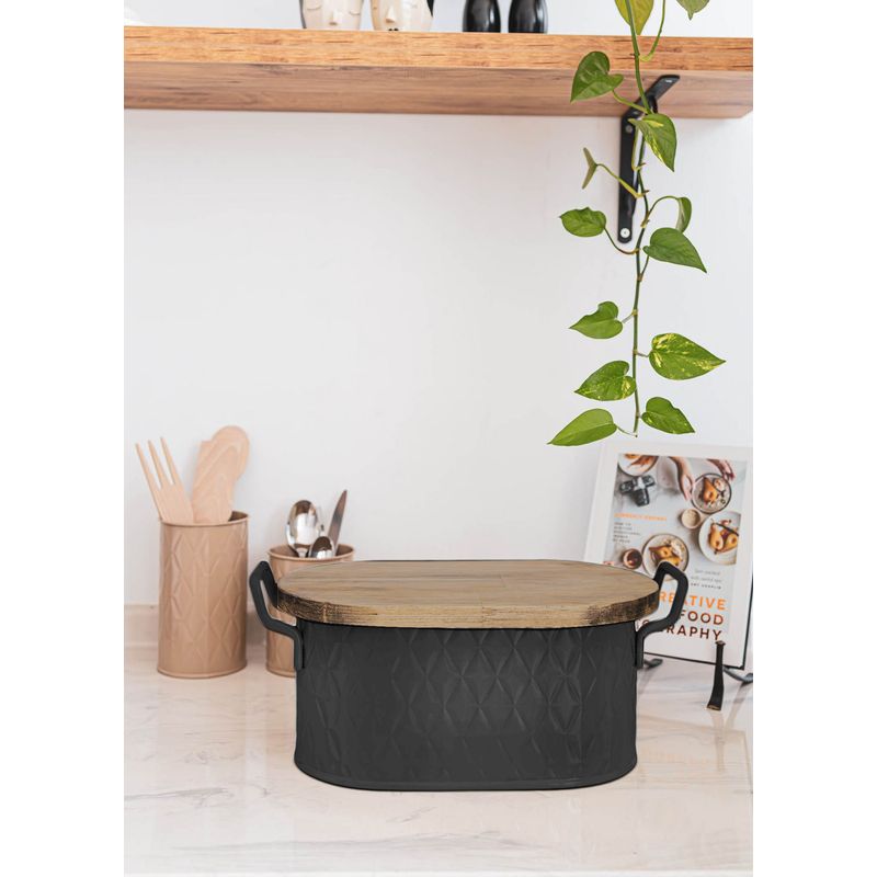 Casa si Gradina - Bucatarie si vesela - Organizare si depozitare bucatarie - Cutii alimentare - Cutie de paine, Hermia, otel galvanizat, negru, 22x40x18 cm - Infinity.ro