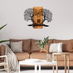 Casa si Gradina - Decoratiuni - Decoratiuni perete - Accesoriu decorativ de perete, Wallxpert, metal si lemn, negru si nuc, 76x58 cm - Infinity.ro