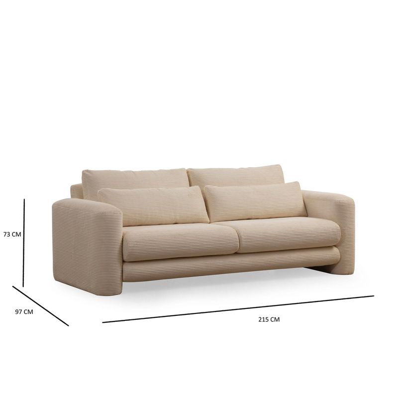 Casa si Gradina - Mobilier - Canapele si coltare - Canapele - Canapea 3 locuri, Hanah Home, lemn fag si pal, bej, 215x97x73 cm - Infinity.ro