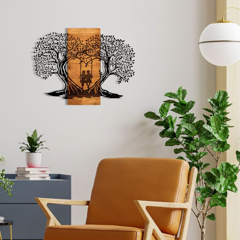 Casa si Gradina - Decoratiuni - Decoratiuni perete - Accesoriu decorativ de perete, Wallxpert, metal si lemn, negru si nuc, 76x58 cm - Infinity.ro