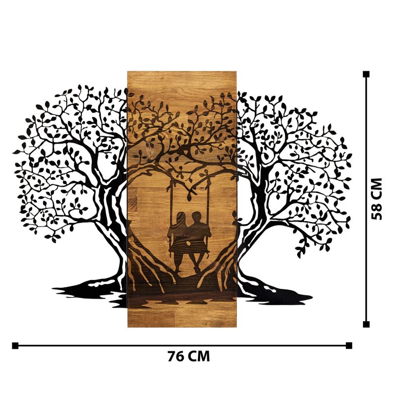 Casa si Gradina - Decoratiuni - Decoratiuni perete - Accesoriu decorativ de perete, Wallxpert, metal si lemn, negru si nuc, 76x58 cm - Infinity.ro