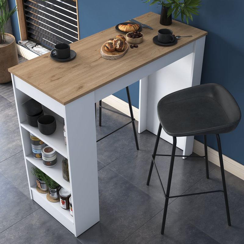 Casa si Gradina - Mobilier - Mese si birouri - Mese bucatarie si dining - Masa de bucatarie, Hanah Home, PAL melaminat, nuc alb, 120x50x100 cm - Infinity.ro