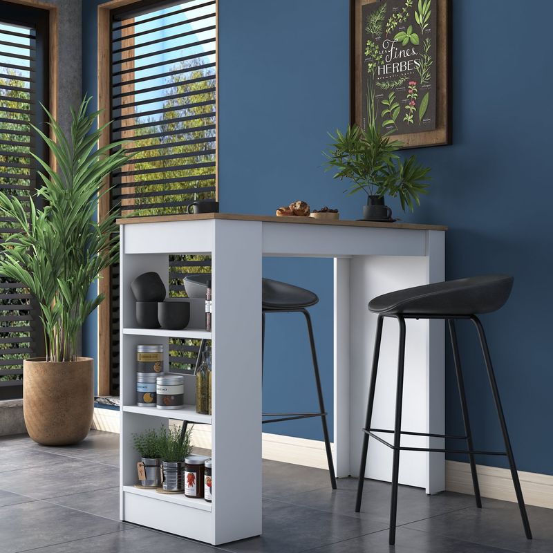 Casa si Gradina - Mobilier - Mese si birouri - Mese bucatarie si dining - Masa de bucatarie, Hanah Home, PAL melaminat, nuc alb, 120x50x100 cm - Infinity.ro