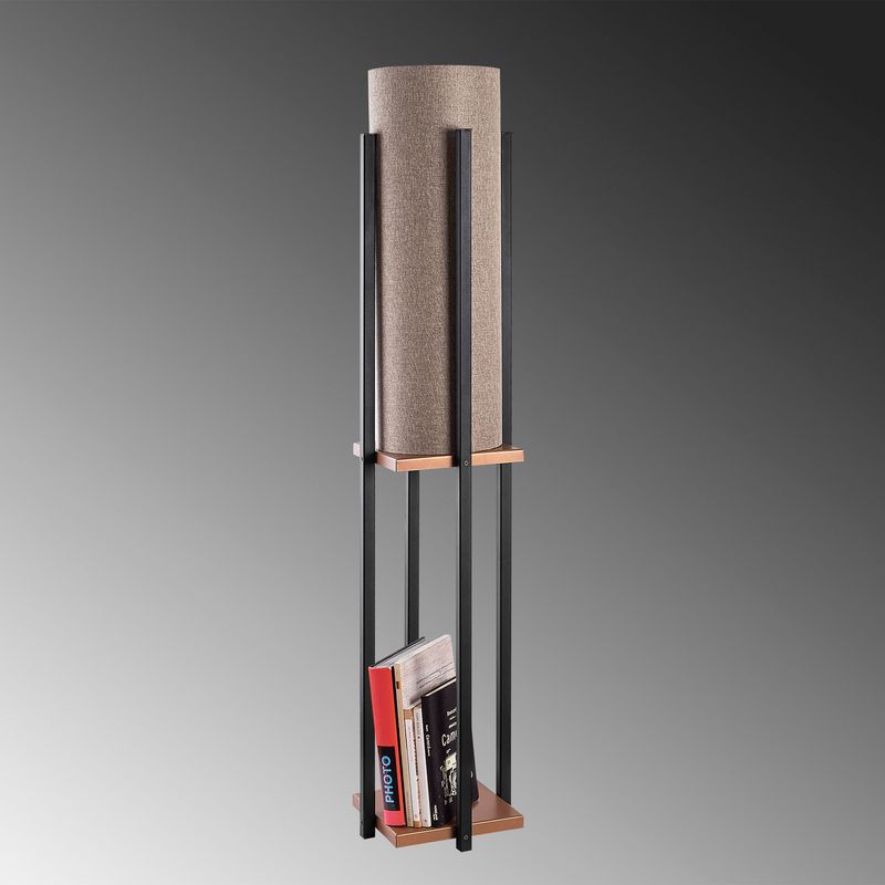 Casa si Gradina - Corpuri si surse de iluminat - Veioze si lampi - Lampadare - Lampadar, Opviq, metal, negru cupru, 25x25x130 cm, 211LMP1114 - Infinity.ro