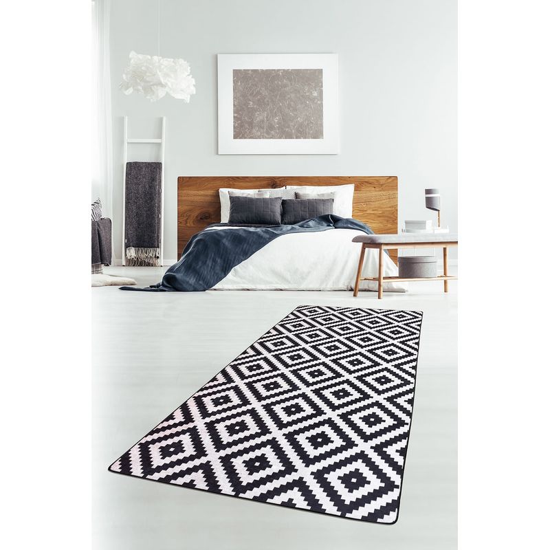 Casa si Gradina - Textile si covoare - Covoare - Covorase intrare - Covoras de intrare, Conceptum Hypnose, alb-negru, 80x150 cm, 100% poliester, antiderapant, 882CHL2388 - Infinity.ro