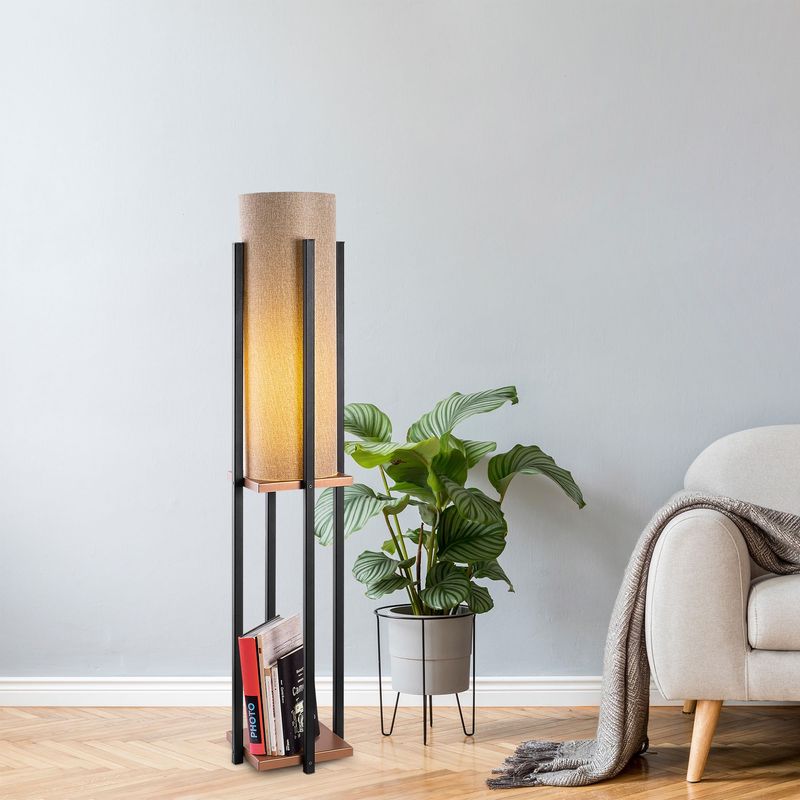 Casa si Gradina - Corpuri si surse de iluminat - Veioze si lampi - Lampadare - Lampadar, Opviq, metal, negru cupru, 25x25x130 cm, 211LMP1114 - Infinity.ro